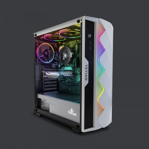Yeyian Gabinete Gamer Abyss Serie 2500, Media Torre, ATX/EATX/ITX/Micro ATX, 3 Ventiladores Instalados, Blanco - Modelo: YGA-49702-FA