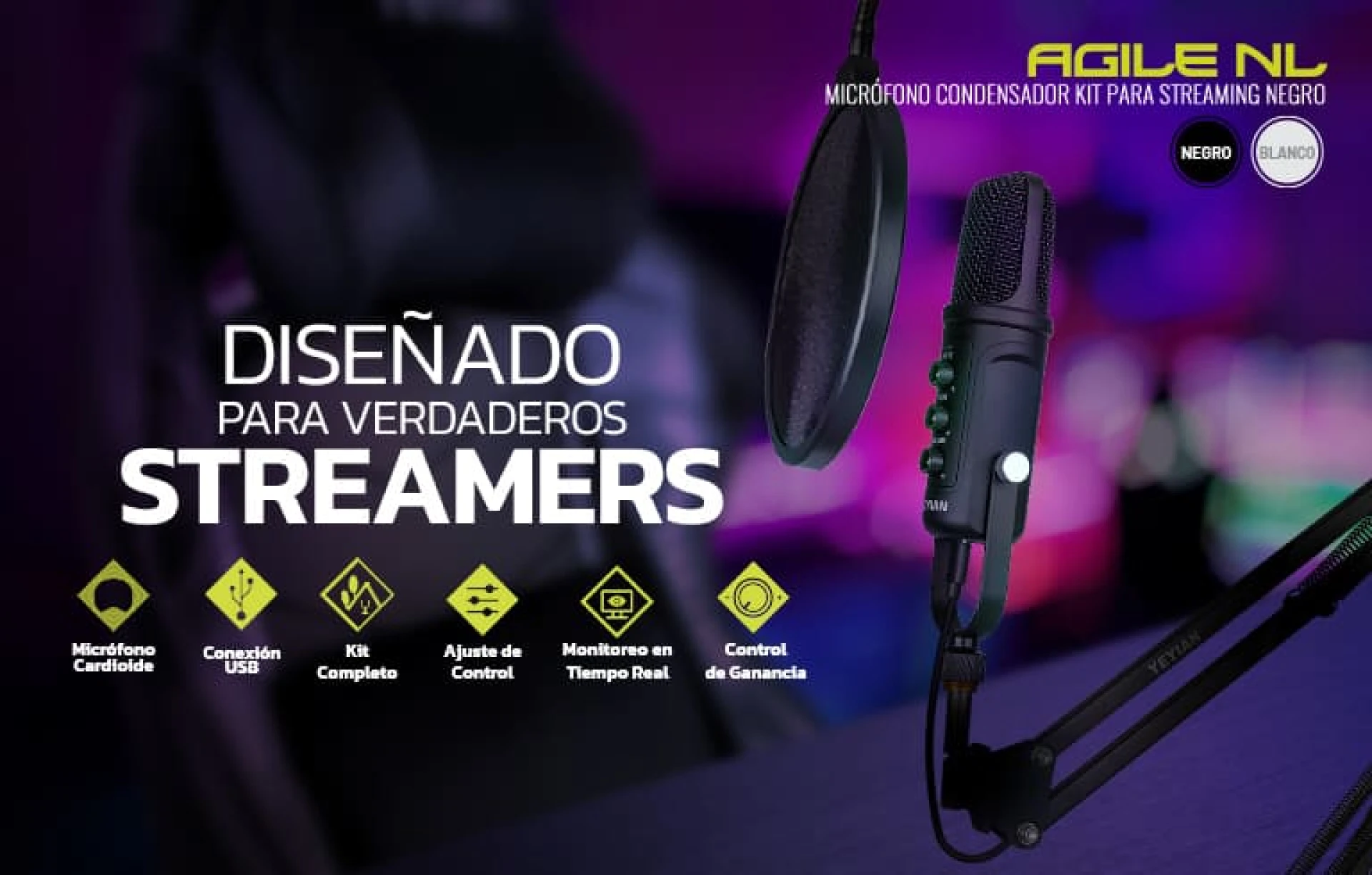 Micrófono USB con amplia compatibilidad